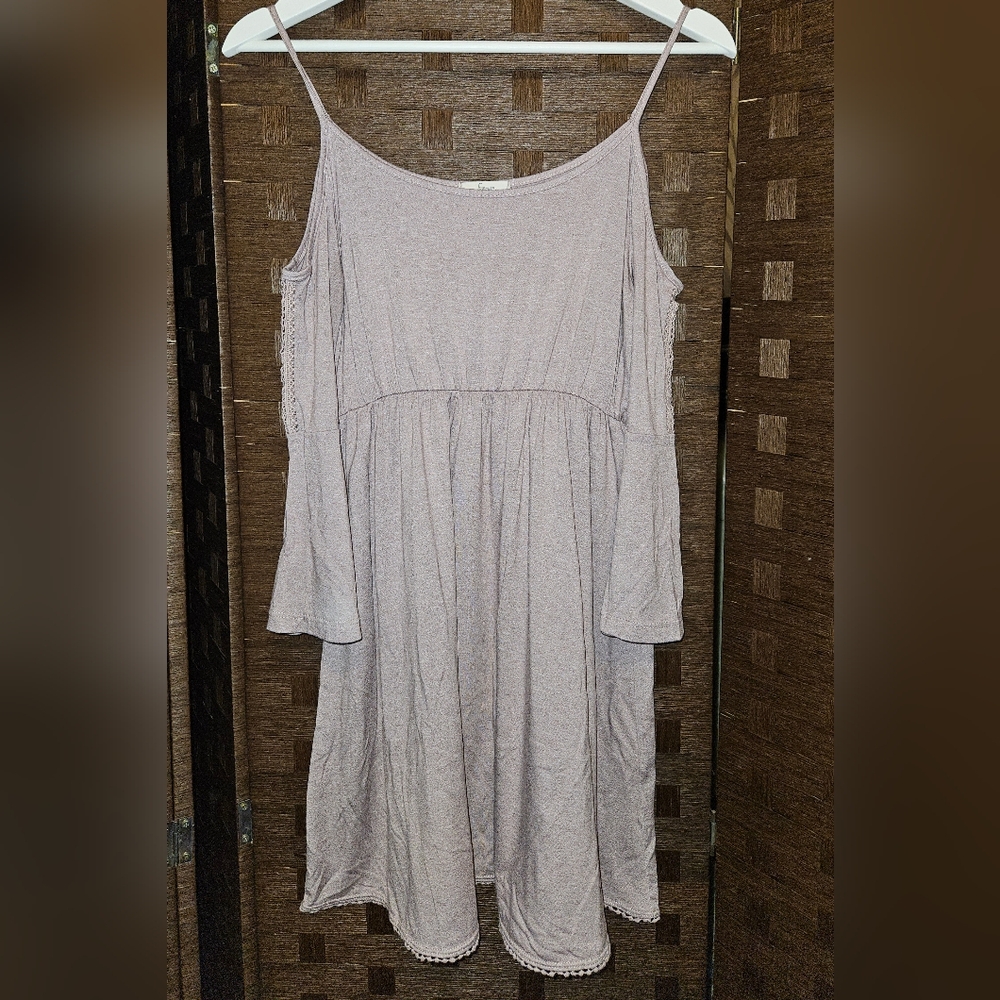 Dry Goods Open Shoulder Long-sleeved Dress